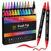Colorful Creations: 24 Dual Tip Acrylic Paint Pens for Rock Painting, Calligraph