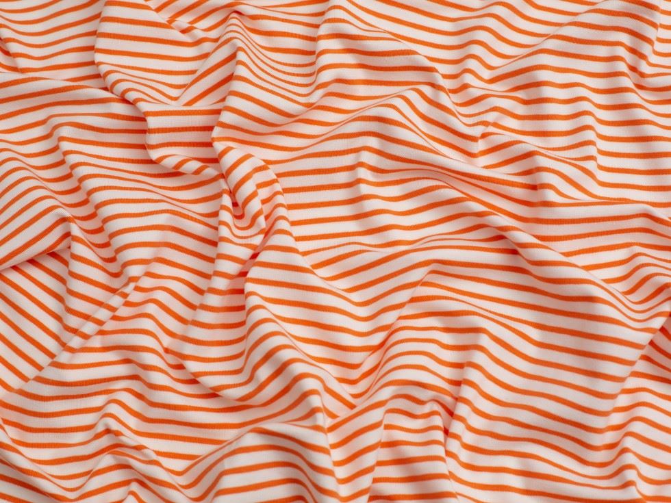 Minerva Core Range Stripe Cotton Jersey Stretch Knit Fabric Orange