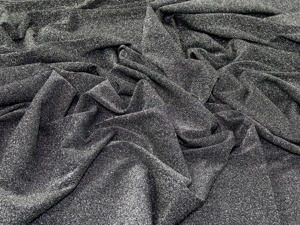 Deadstock Textured Stretch Knit Fabric Silver Lurex