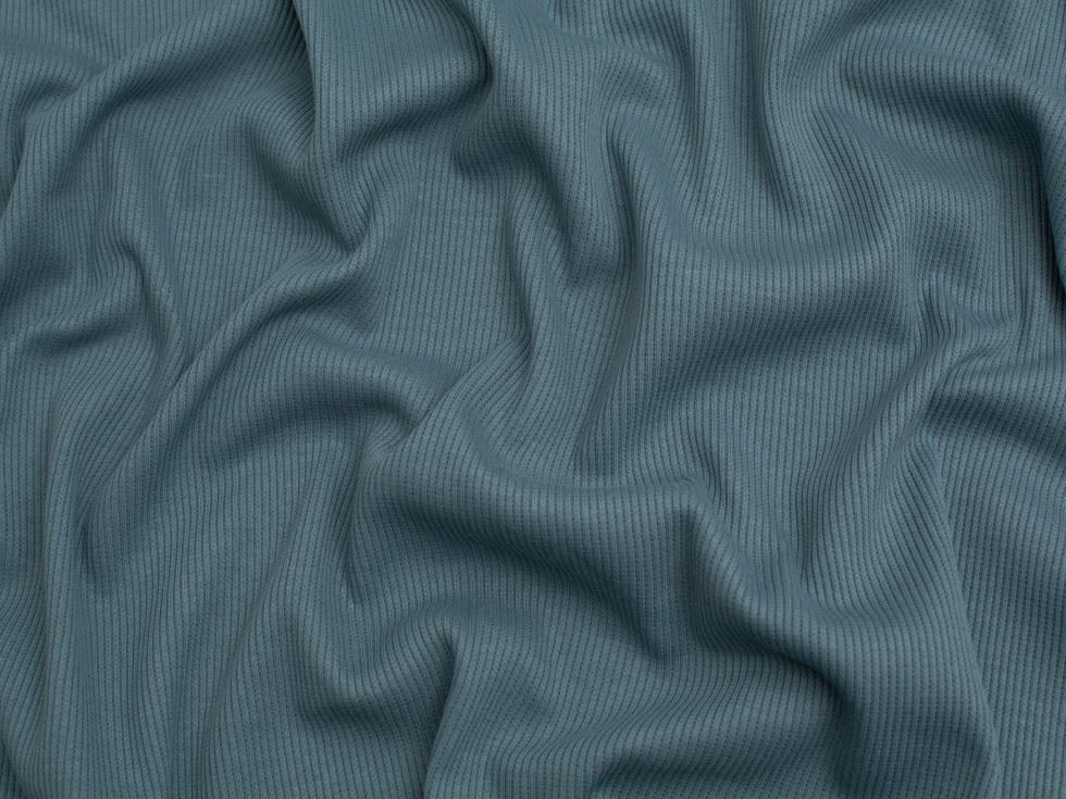 Minerva Core Range Cotton Rib Stretch Knit Fabric Indigo Blue
