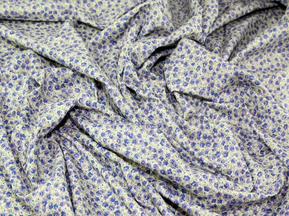 Cotton Lawn Fabric Blue & Mauve