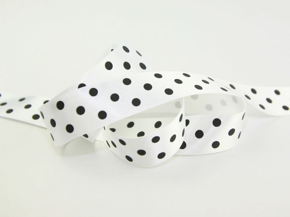 Berisfords Polka Dot Ribbon (Value Roll) 1 White