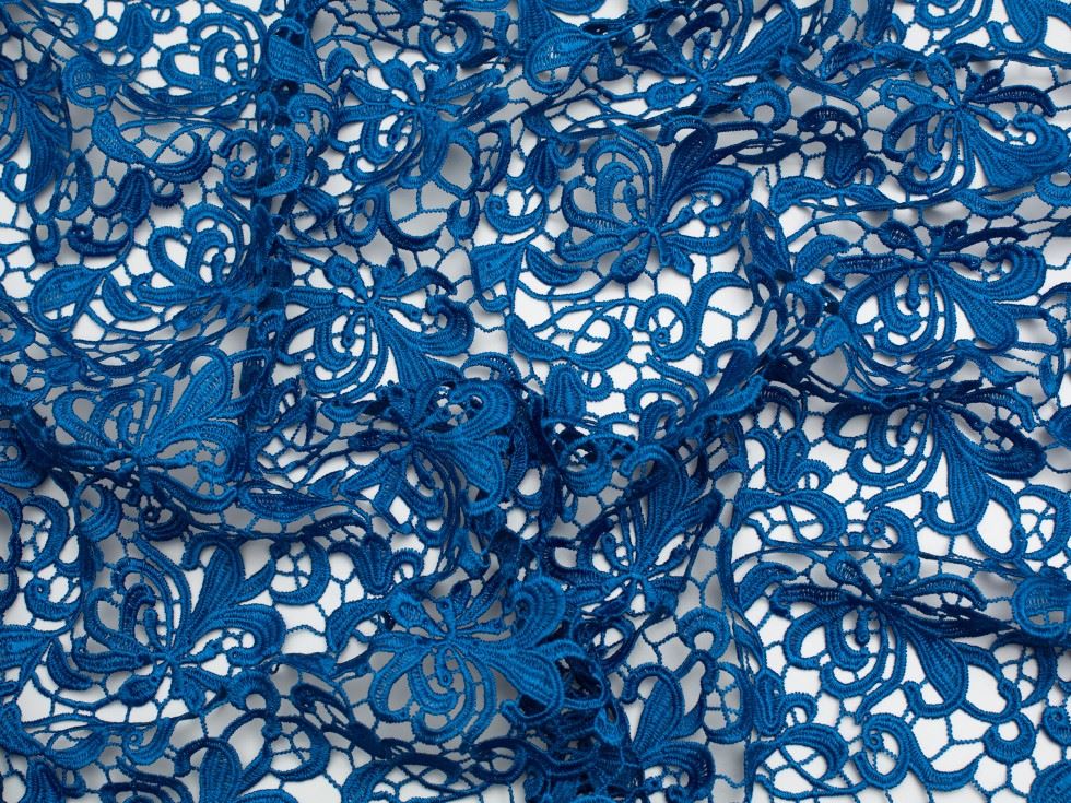Minerva Core Range Heavy Guipure Lace Fabric Royal Blue