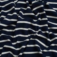 Yarn Dyed Heavy Cotton Rib Stretch Knit Fabric Midnight