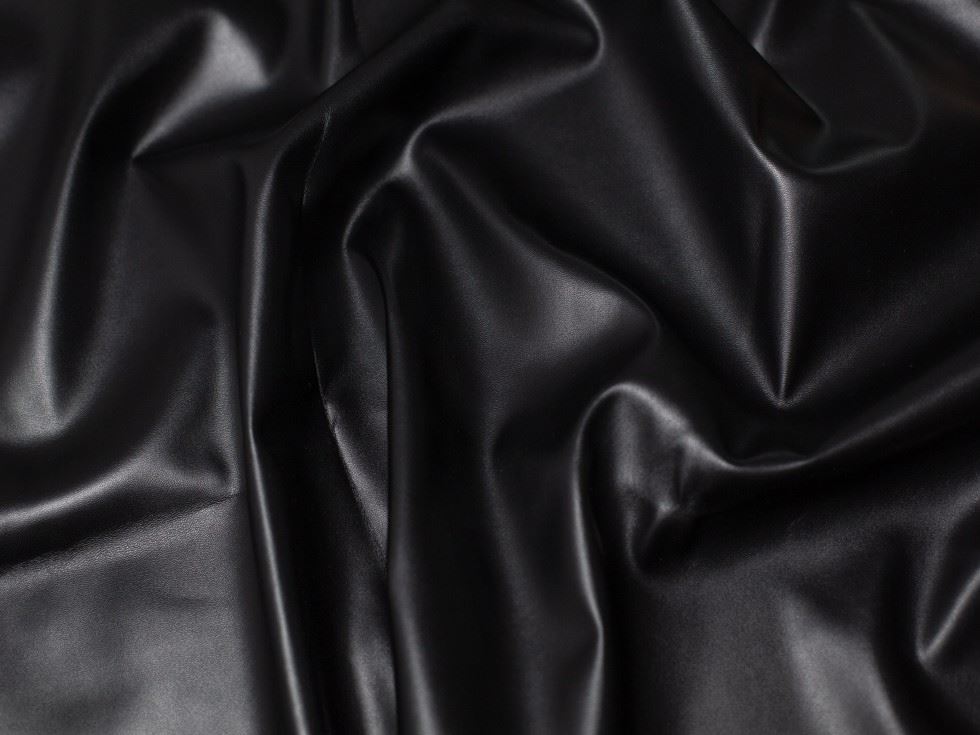 Minerva Core Range Faux Leather Stretch Knit Fabric Black