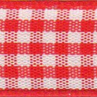 Berisfords Gingham Ribbon (Value Roll) 15 Red
