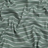 Yarn Dyed Heavy Cotton Rib Stretch Knit Fabric Dusky Green