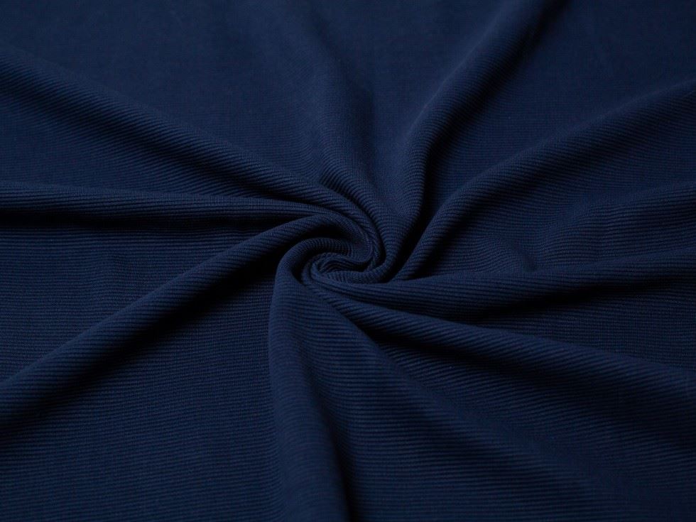 100% Cotton Ottoman Rib Stretch Knit Fabric Navy