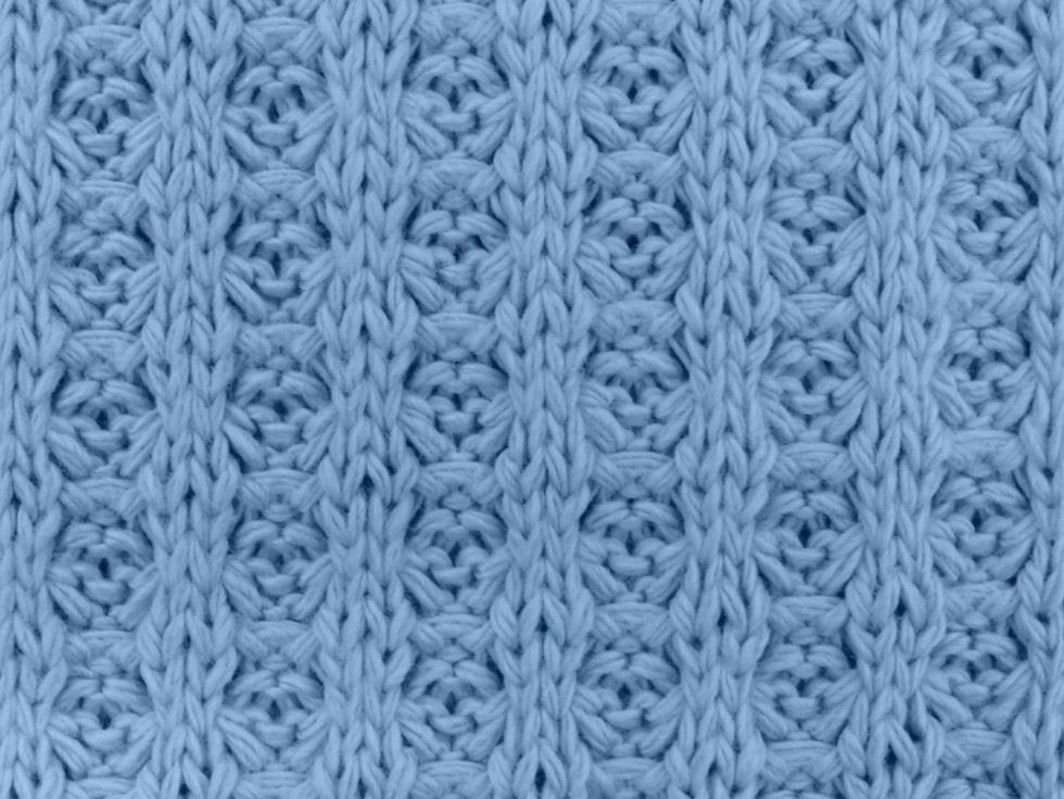 Waffle Cotton Sweater Knit Stretch Fabric Blue
