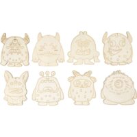 Wooden Figures, Monsters, H: 12,4 cm, thickness 3 mm, 24 pc/ 1 pack