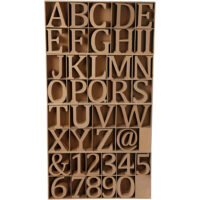Wooden Letters, Numbers And Symbols, H: 13 cm, thickness 2 cm, 160 pc/ 1 pack