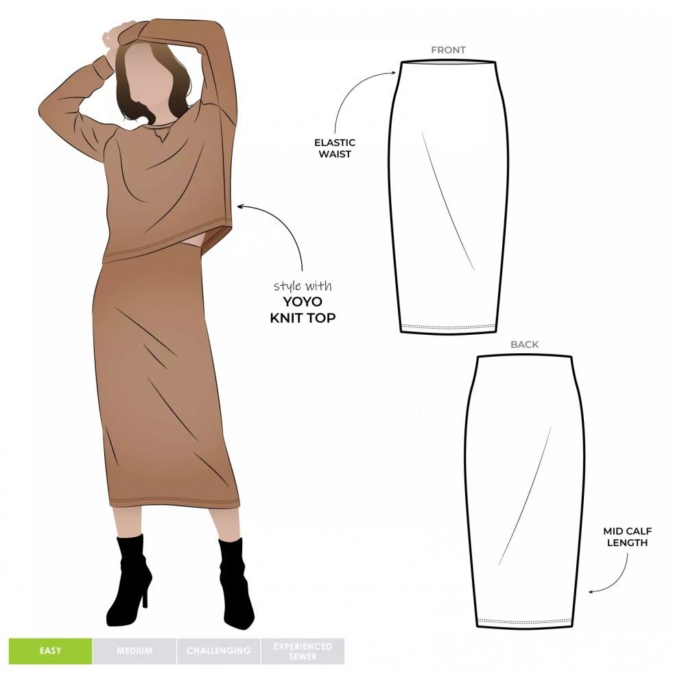 Style Arc Paper Sewing Pattern Yoyo Knit Skirt