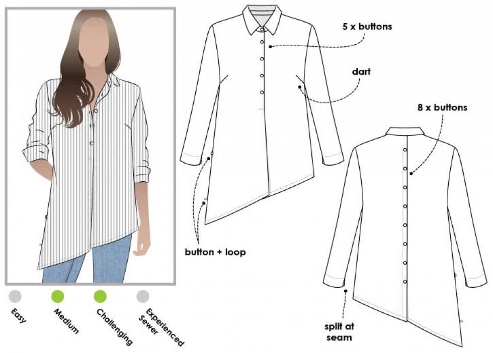 Style Arc Paper Sewing Pattern Crystal Overshirt