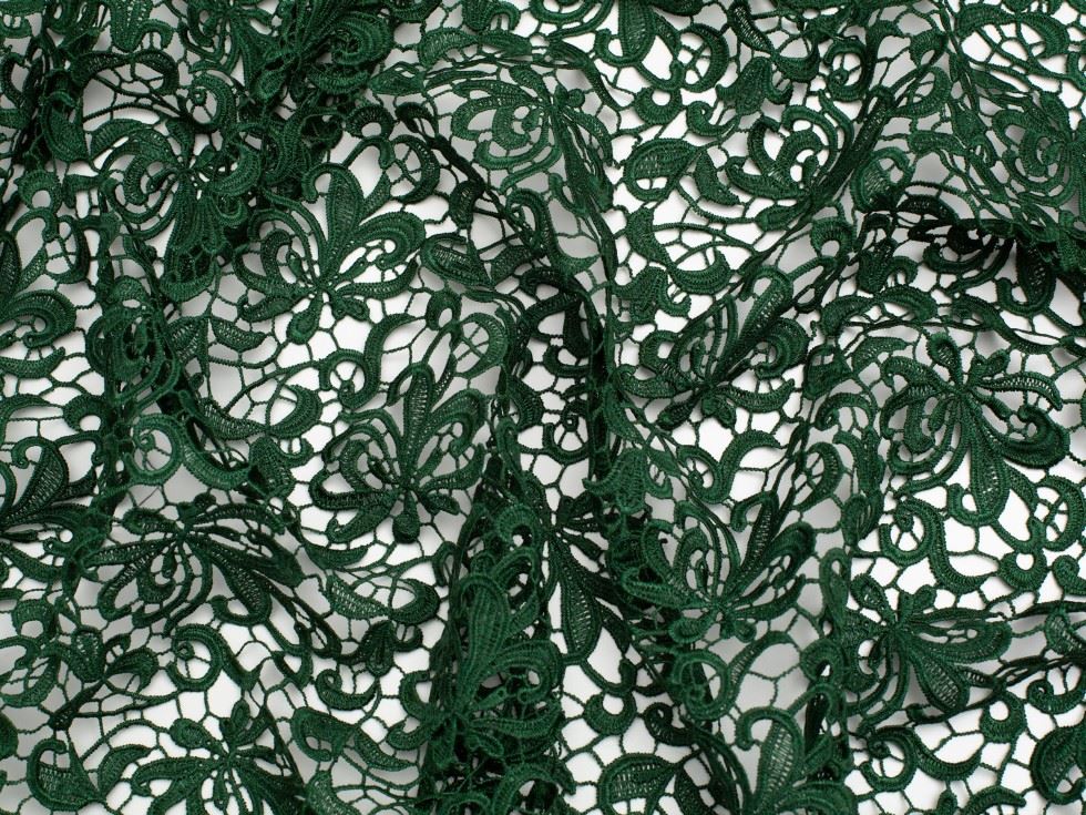 Minerva Core Range Heavy Guipure Lace Fabric Bottle Green