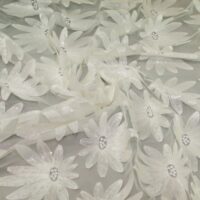 Azores Sequin Mesh Fabric Ivory