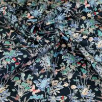 Woven Stretch Cotton Sateen Fabric Navy