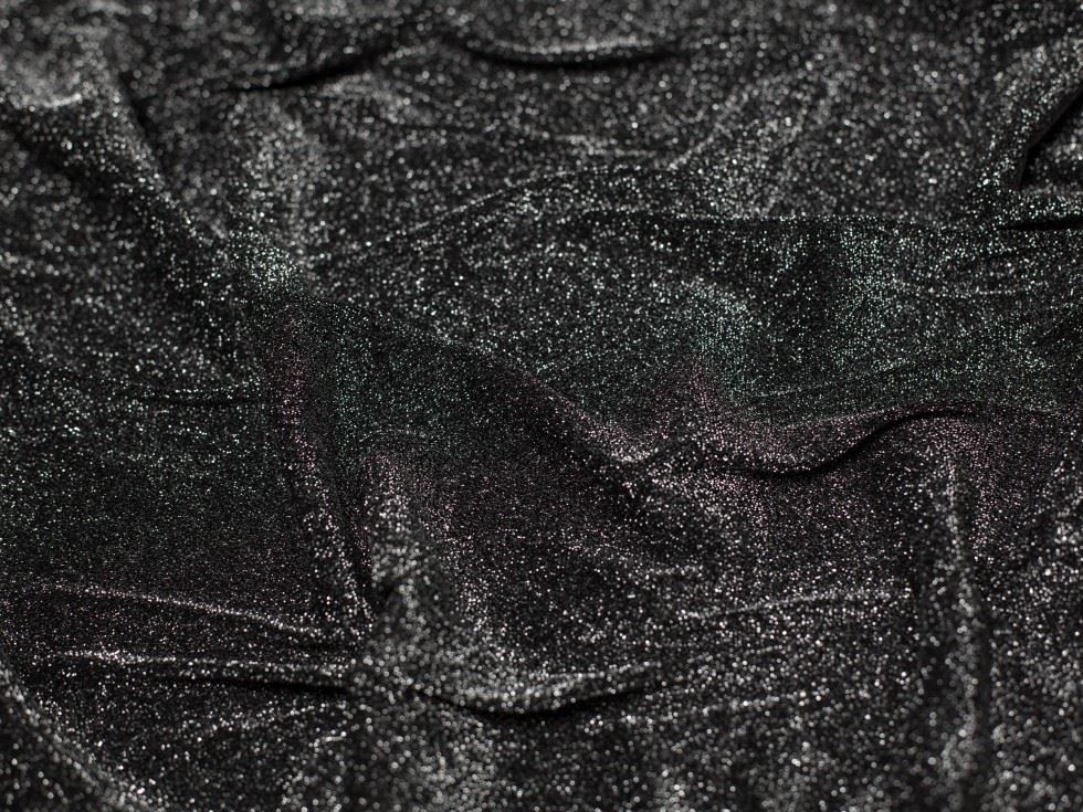 Minerva Core Range Lurex Sparkle Metallic Stretch Knit Fabric Black