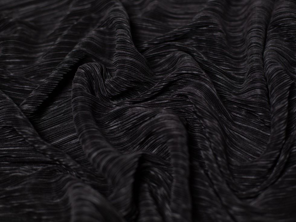 Minerva Core Range Laval Pleated Plisse Stretch Knit Fabric Black