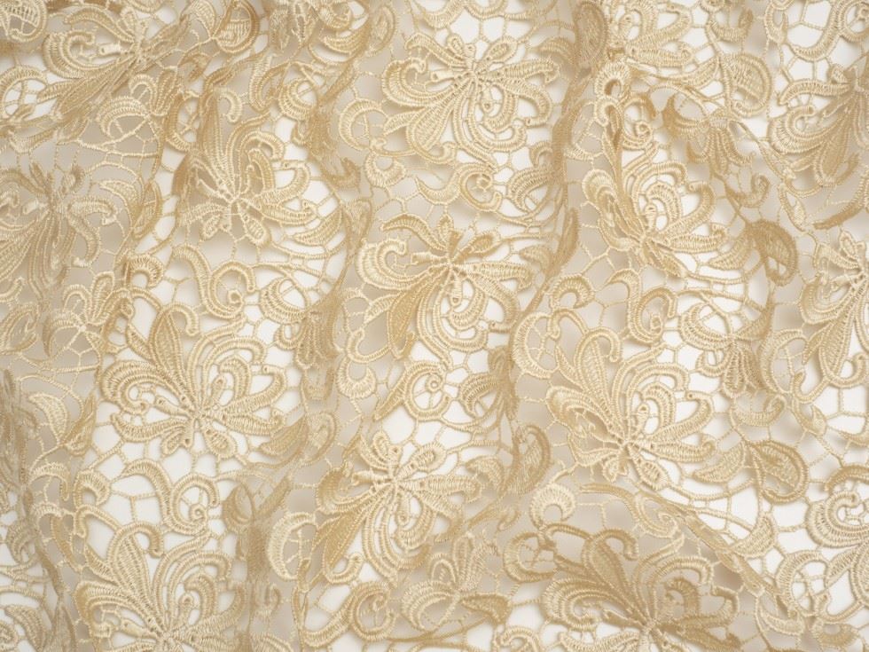 Minerva Core Range Heavy Guipure Lace Fabric Champagne
