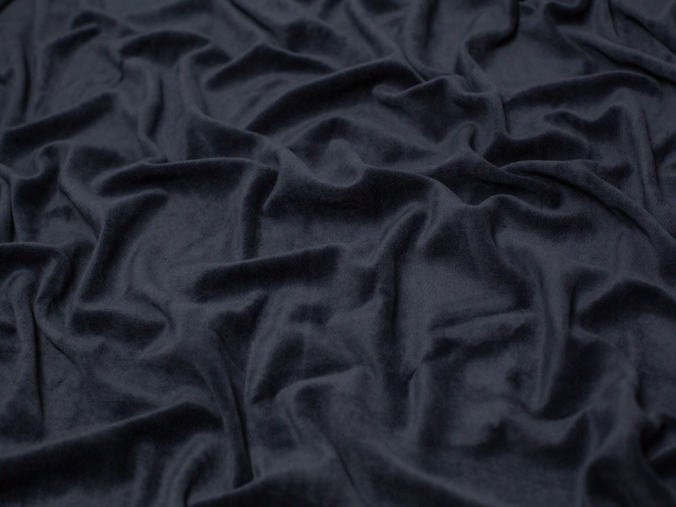 Minerva Core Range Cotton Velour Stretch Knit Fabric Navy Blue
