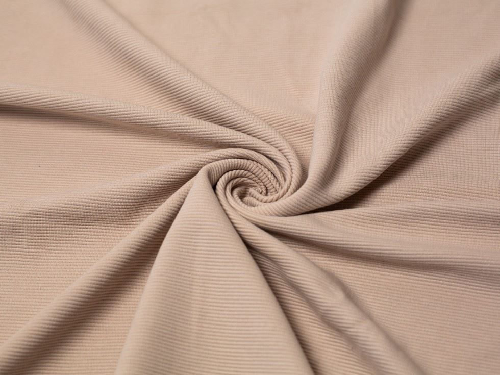 100% Cotton Ottoman Rib Stretch Knit Fabric Beige