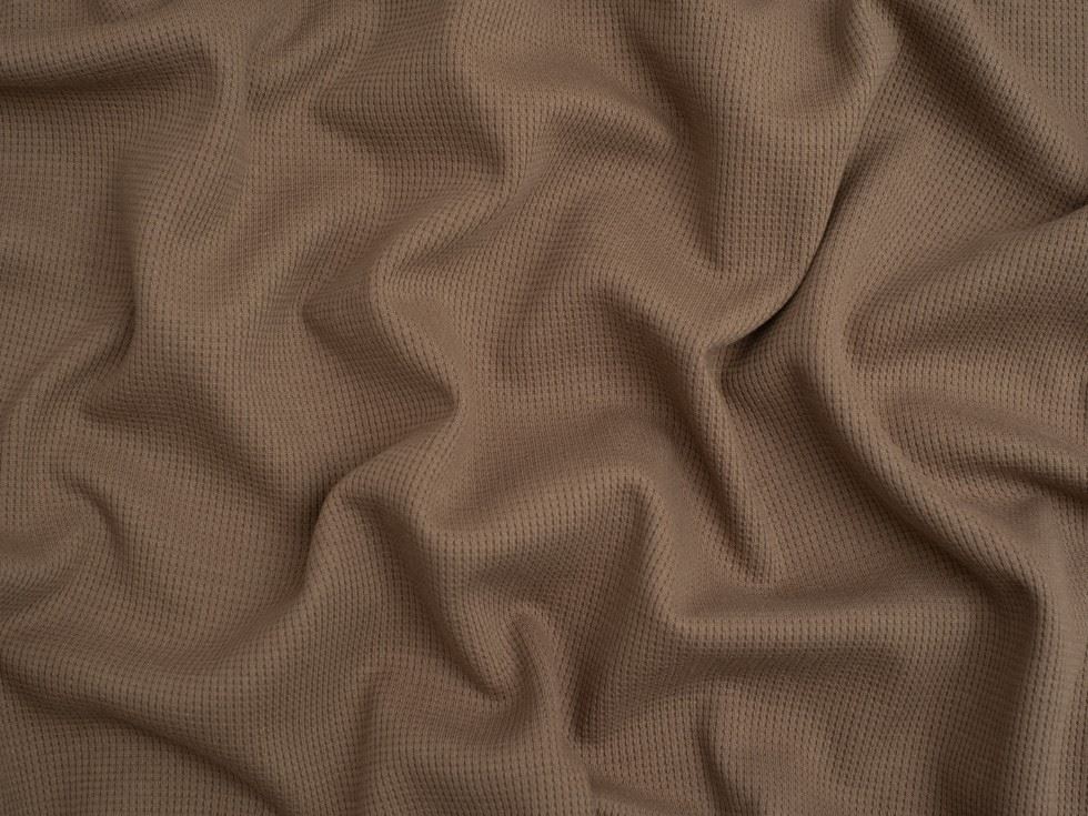 Minerva Core Range Mini Waffle Textured Stretch Knit Fabric Dark Taupe