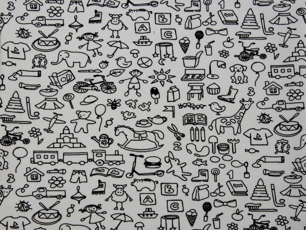 Stof France Cotton Jersey Stretch Knit Fabric Black & White