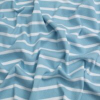 Yarn Dyed Heavy Cotton Rib Stretch Knit Fabric Bright Aqua