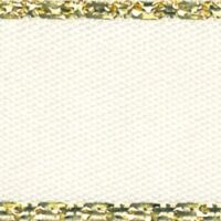 Berisfords Gold Edge Satin Ribbon (Value Roll) 419 Bridal White