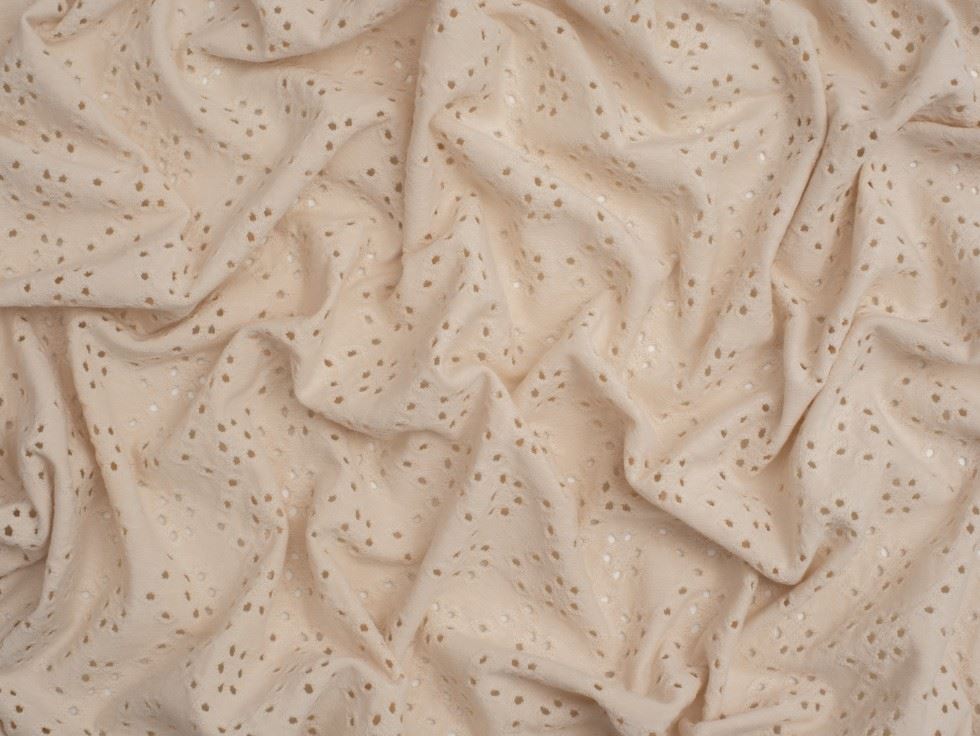 Minerva Core Range Embroidered Cotton Jersey Stretch Knit Fabric Stone