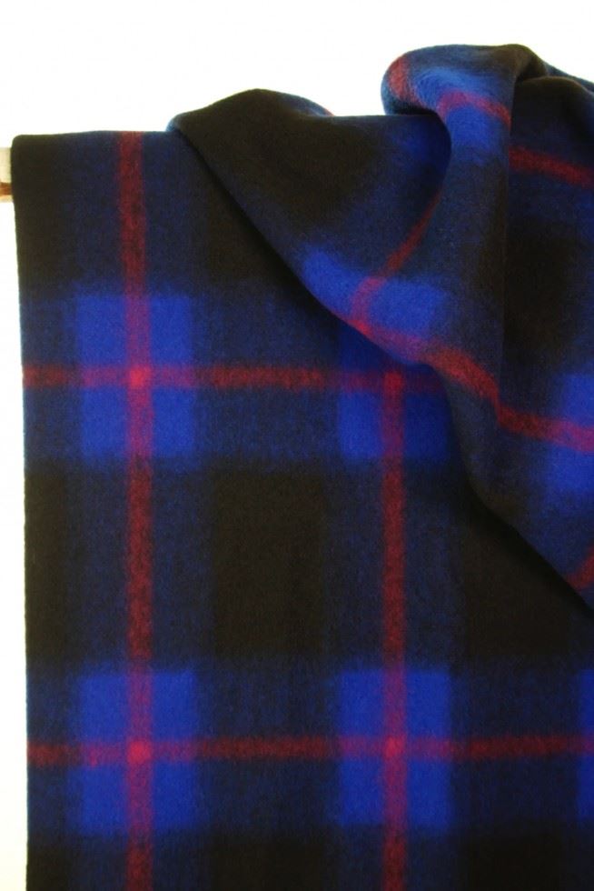 Atelier Jupe Wool Blend Coating Fabric Black & Royal Blue