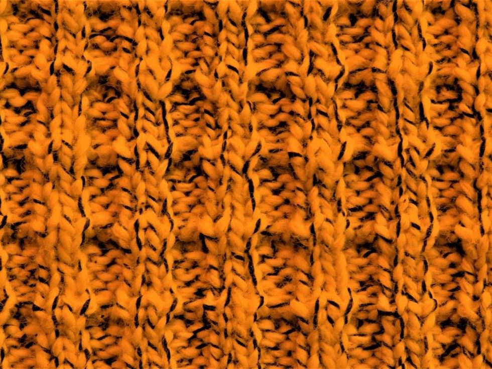 Waffle Tweed Cotton Sweater Knit Stretch Fabric Orange