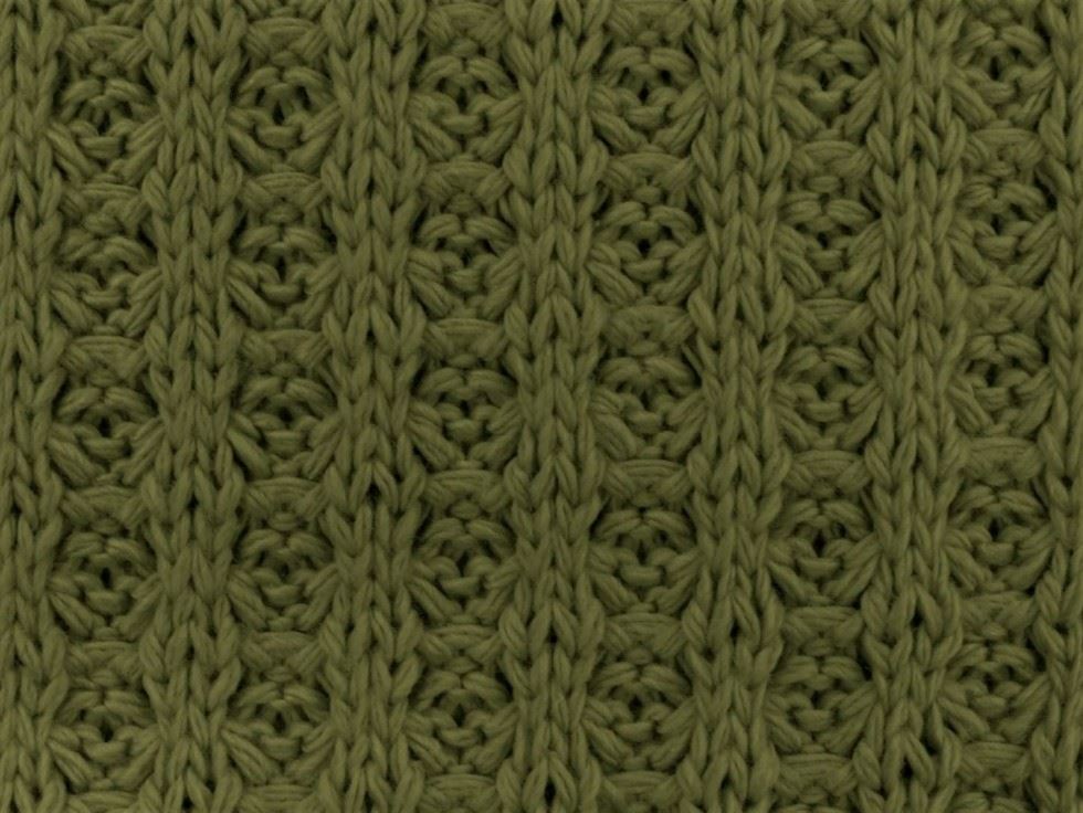 Waffle Cotton Sweater Knit Stretch Fabric Army Green