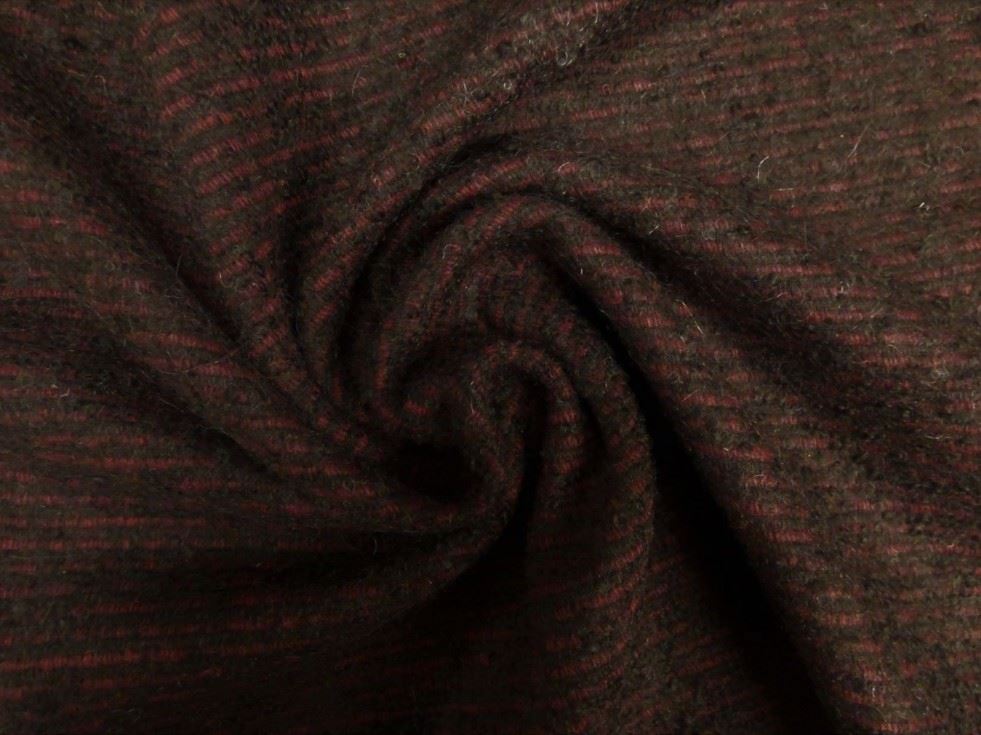 Lady McElroy Wool Tweed Coating Fabric Black & Claret