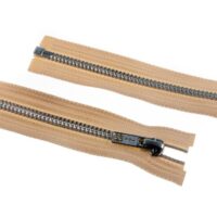 YKK Extra Long Silver Metal Open End Zips Beige