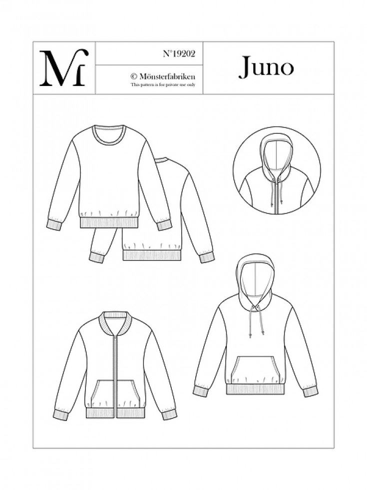 Monsterfabriken Paper Sewing Pattern Juno Sweatshirt & Hoodie