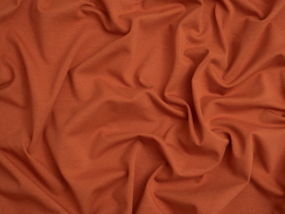 Minerva Core Range Organic Cotton Jersey Stretch Knit Fabric Copper