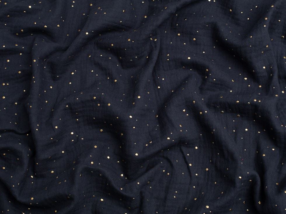 Minerva Core Range Foil Cotton Double Gauze Fabric Navy Blue