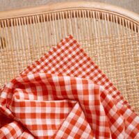 Atelier Brunette Gingham Double Cotton Gauze Fabric Tangerine
