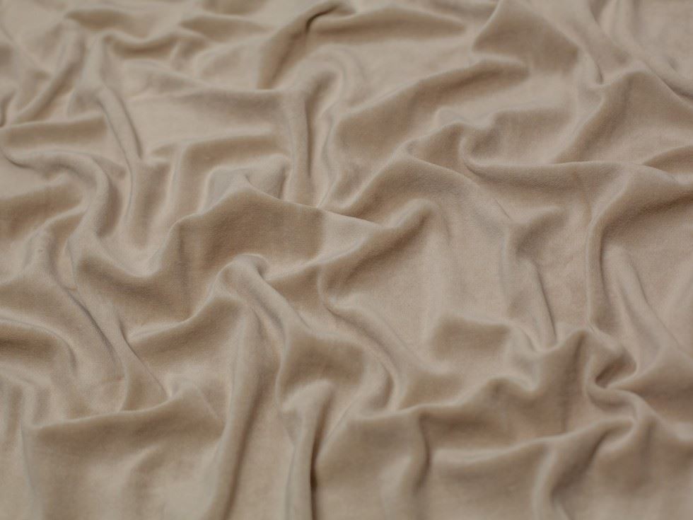 Minerva Core Range Cotton Velour Stretch Knit Fabric Cream