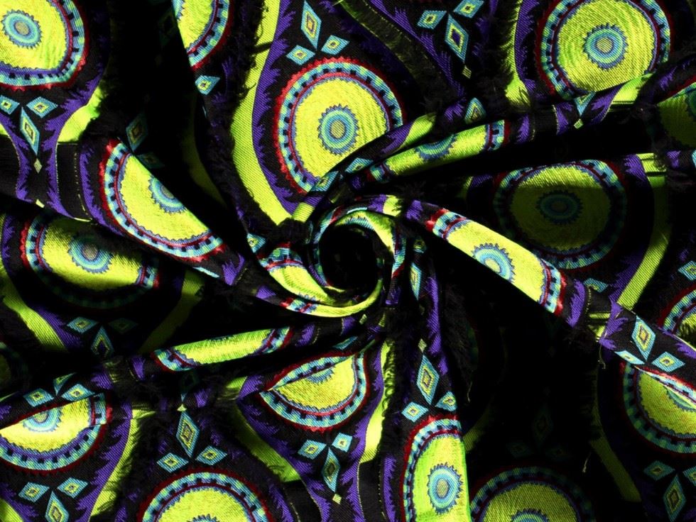 Woven Jacquard Fabric Green Multi