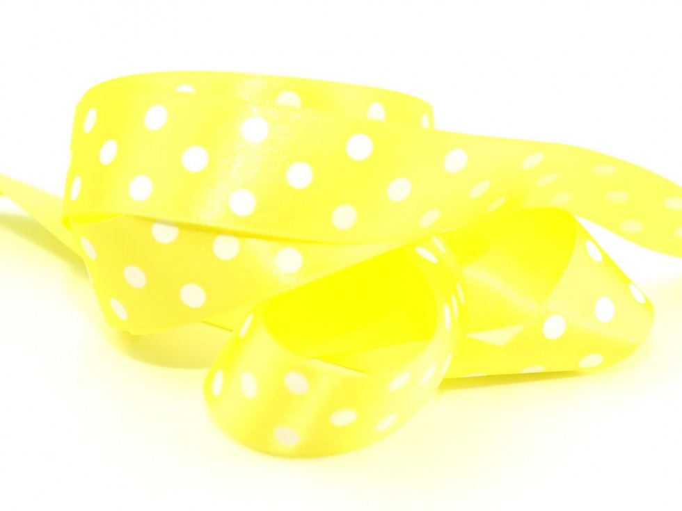 Berisfords Polka Dot Ribbon (Value Roll) 5 Lemon