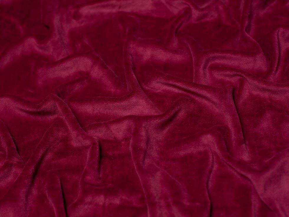 Minerva Core Range Cotton Velour Stretch Knit Fabric Bordeaux