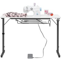 Sew Stylish Rollaway Folding Craft & Sewing Table WhiteBlack 102.5cm Wide x 51cm Deep x 72cm High (40.35 ins W x 20 ins D x 28.25 ins H)