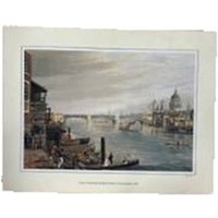 Vintage Print Of A View Of Southwark Bridge By Robert Havell On Hardboard & Hanging Loop 50 X39cm