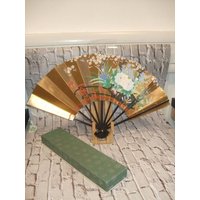 Japanese Mai-ogi Dance Fan With Folding Display Stand & Original Box