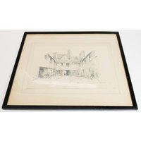 Original Pencil Sketch Of Country House By Sidney Thomas Charles Weeks