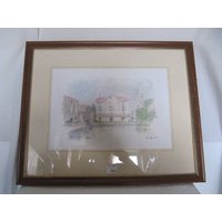 An Original  Water Colour Painting In France 'coquae Zantier Aigre' Signed By Sir Hugh Casson 1987.