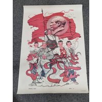 Vintage 1965 China Communist Party Propaganda Poster 53cm X  77cm  Mao Zedong