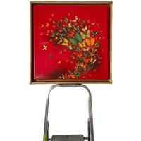 Lily Greenwood Original Artwork: Butterflies On A Crimson Background